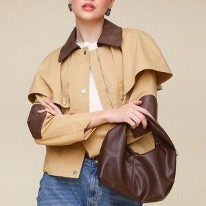 NEW Avec Les Filles Jacket removable Cape Trench Jacket Cropped Cape Trench